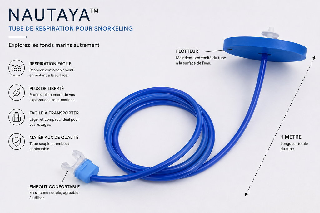 NAUTAYA™ — Tube de respiration pour snorkeling